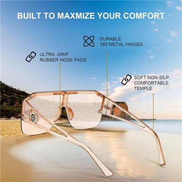 Women Men Sunglasse Square Flat Top Big Frame UV400 Sun Glasses Oversized - Picture 5 of 7